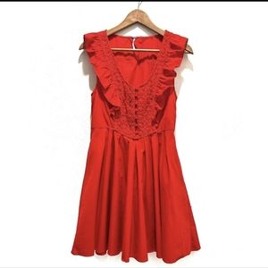 ❤️ Free People ❤️ Red Mini Babydoll Maximalist Fun Party FP Dress